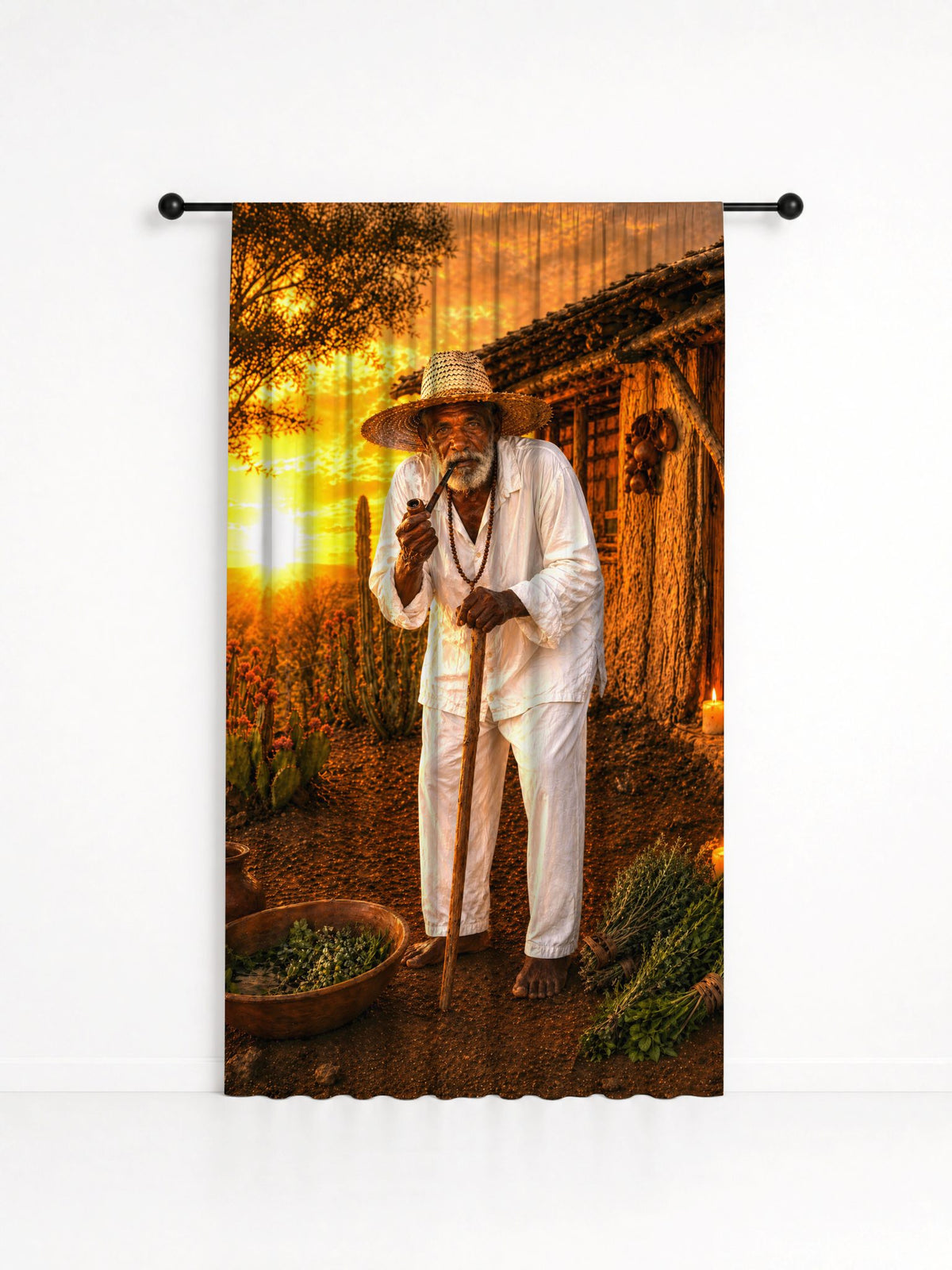 Cortina Decorativa Pai Joaquim Entidade Umbanda - Coleção Santas Almas