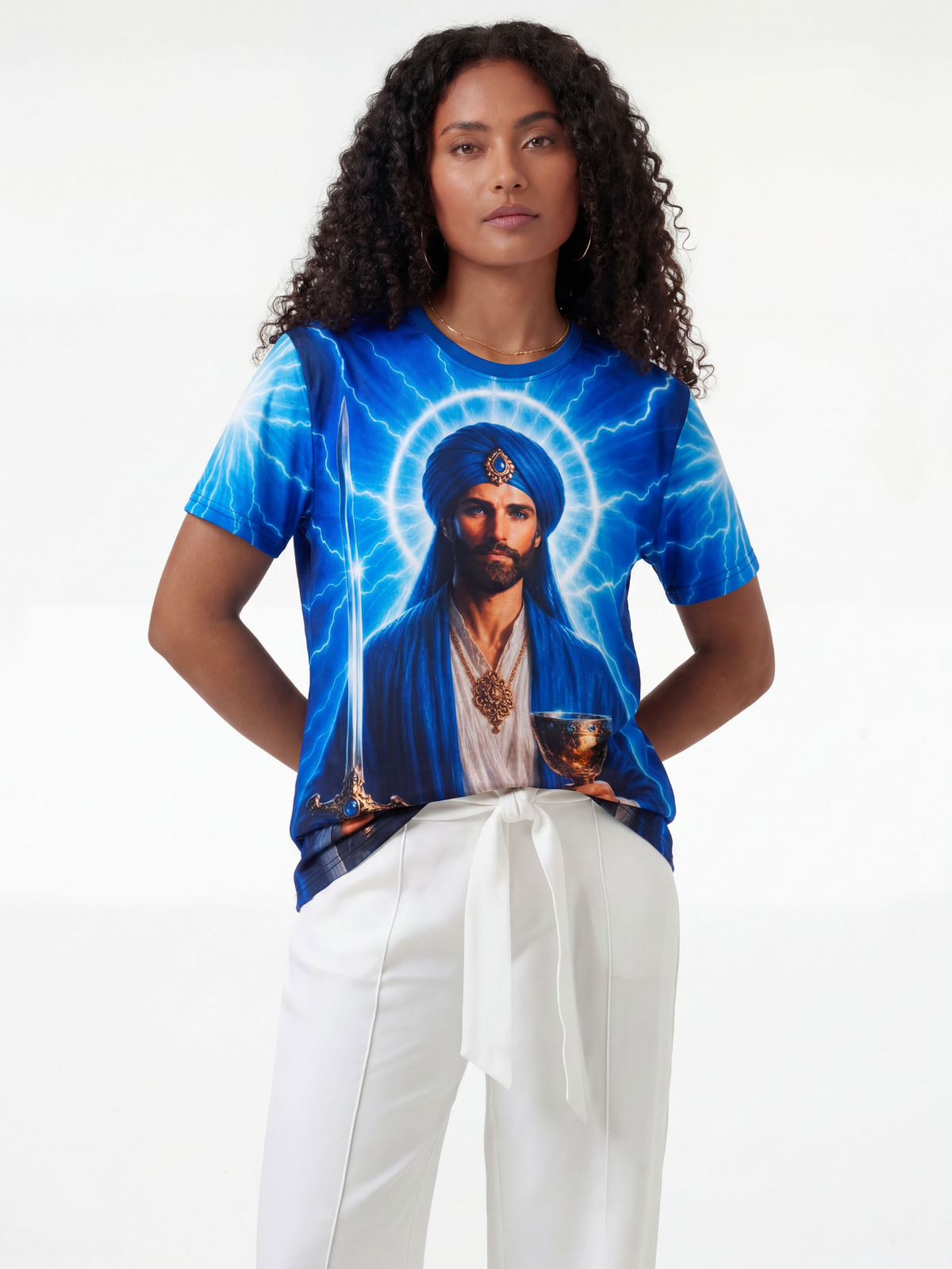 Camiseta El Morya Primeiro Raio Fraternidade Branca - Coleção 7 Raios | Trajes de Luz