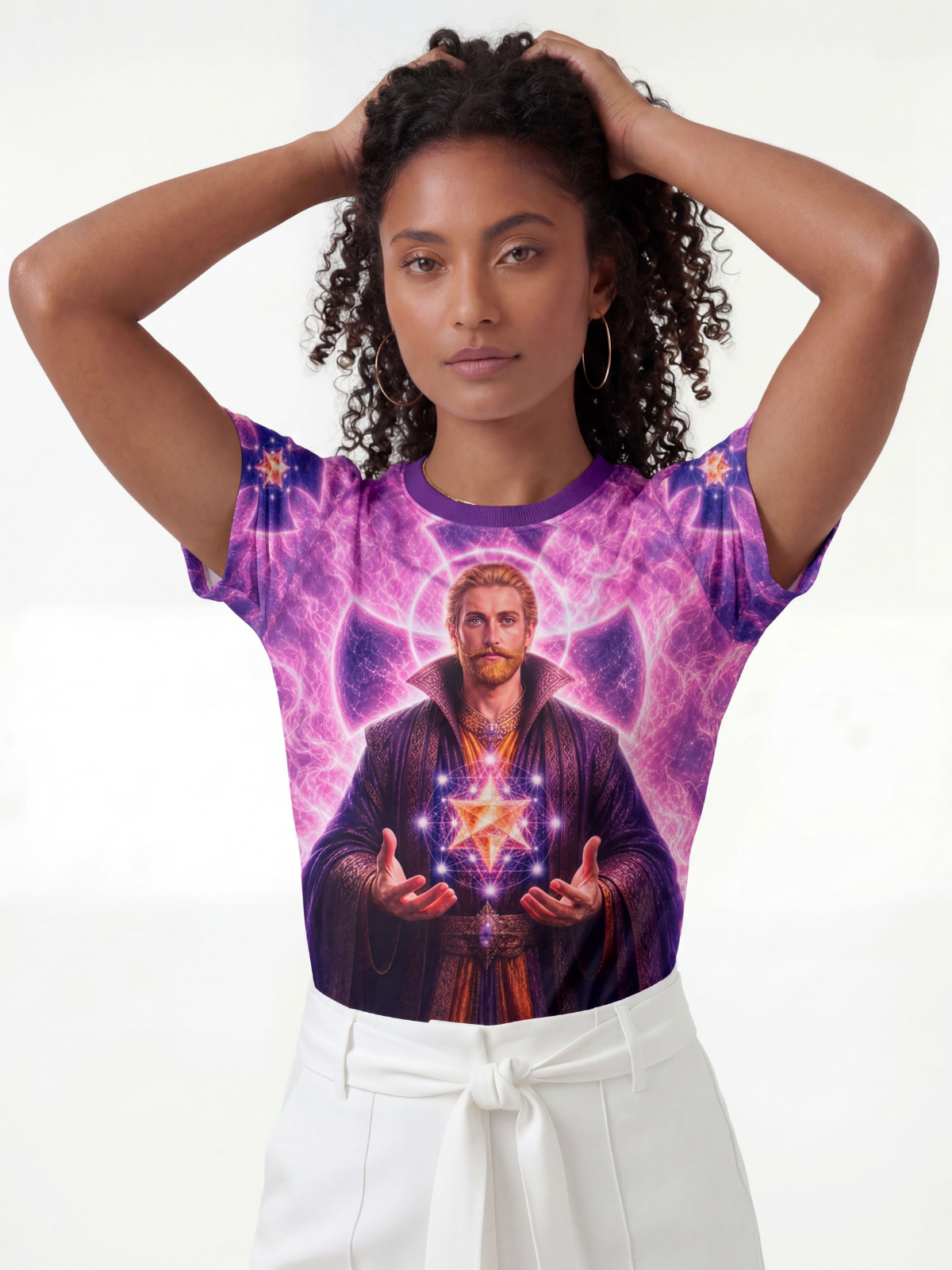 Camiseta Saint Germain Sétimo Raio Fraternidade Branca - Coleção 7 Raios | Trajes de Luz