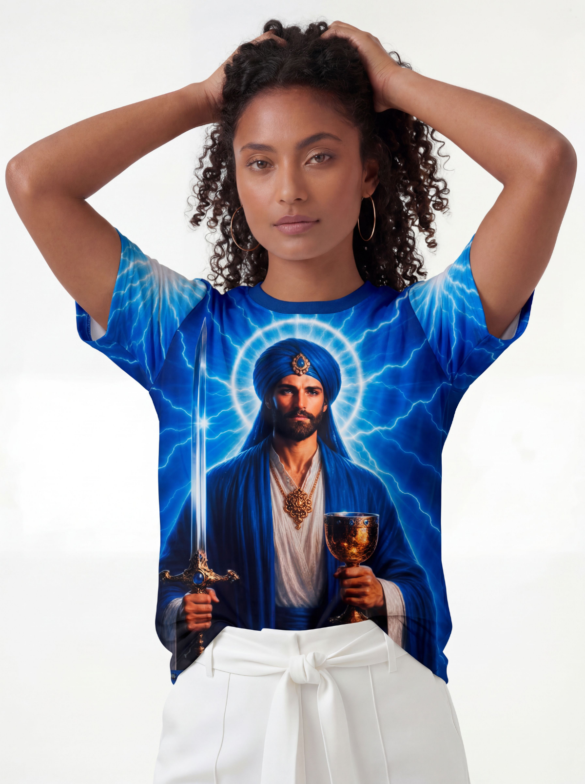 Camiseta El Morya Primeiro Raio Fraternidade Branca - Coleção 7 Raios | Trajes de Luz