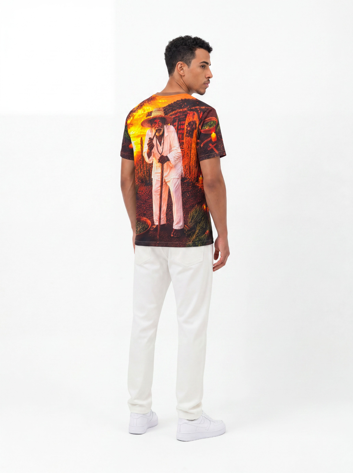 Camiseta Preto Velho Pai Joaquim Entidade Umbanda - Coleção Santas Almas | Trajes de Luz