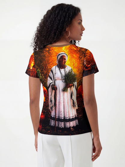 Camiseta Umbanda Preta Velha Maria Conga Entidade Umbanda - Coleção Santas Almas | Trajes de Luz