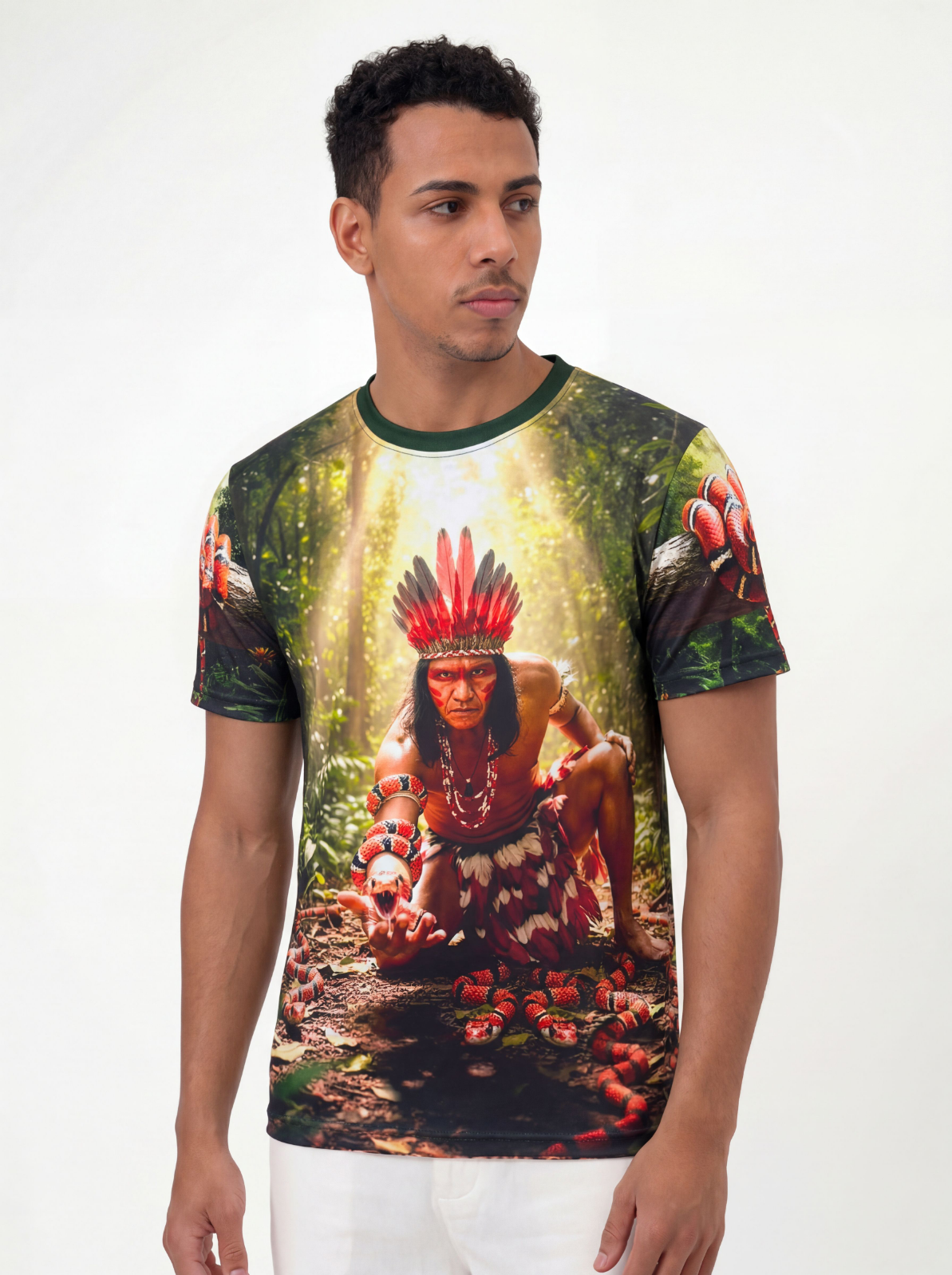 Camiseta Caboclo Cobra Coral Entidade Umbanda - Coleção Cidade da Jurema | Trajes de Luz