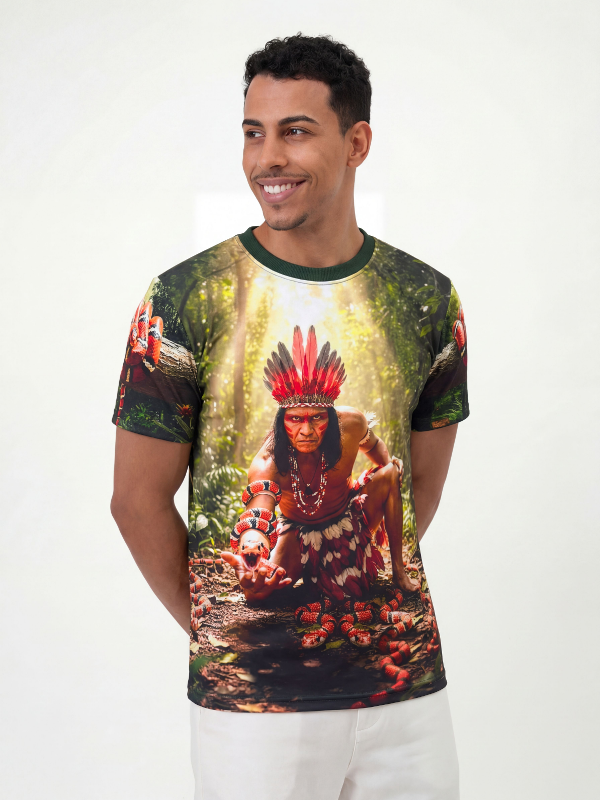 Camiseta Caboclo Cobra Coral Entidade Umbanda - Coleção Cidade da Jurema | Trajes de Luz
