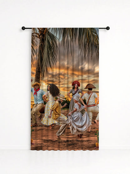 Cortina Decorativa Baianos Entidade Umbanda - Coleção Aruanda, estampa 2