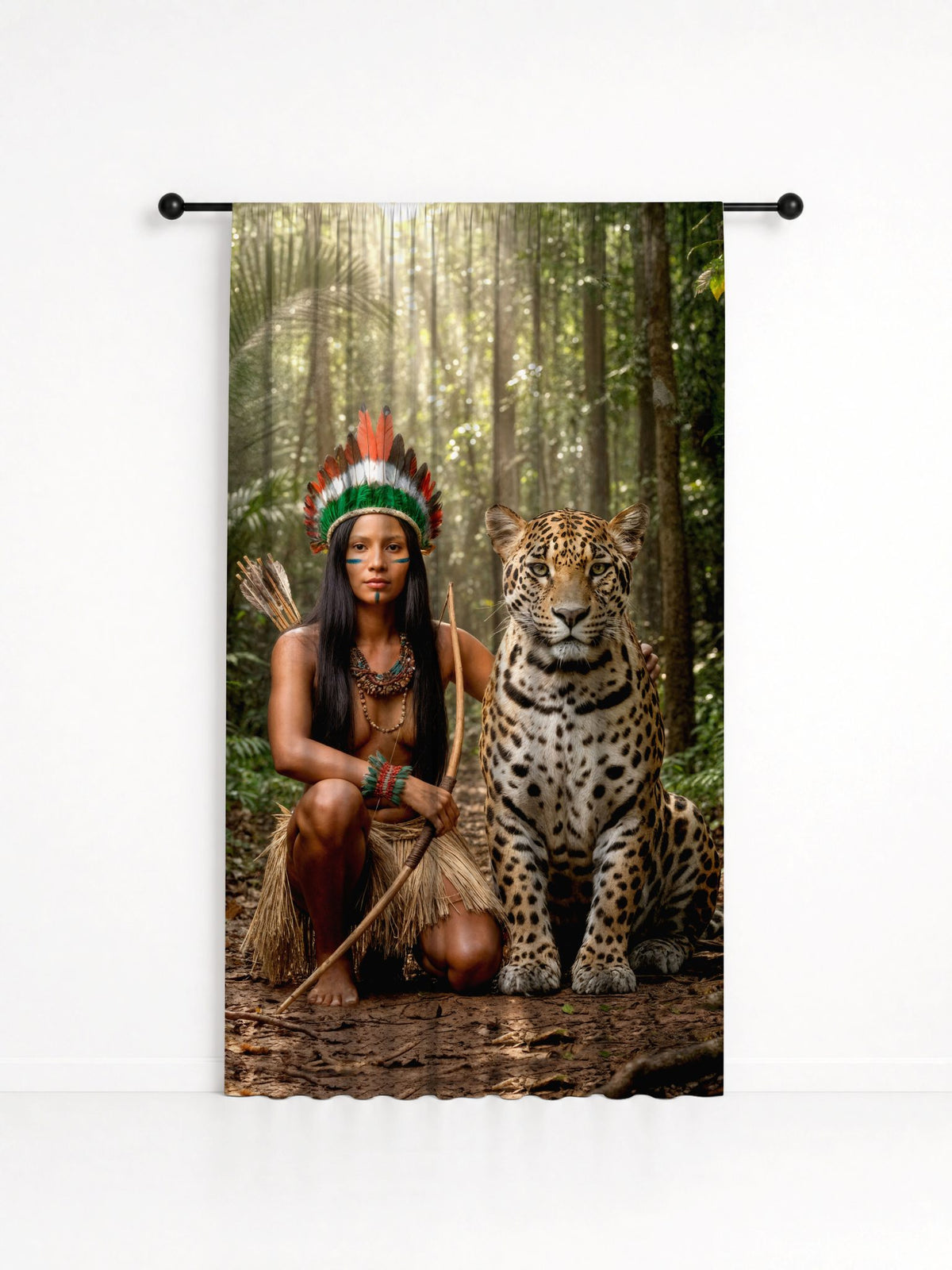 Cortina Decorativa Caboclas Entidade Umbanda - Coleção Aruanda, estampa 1