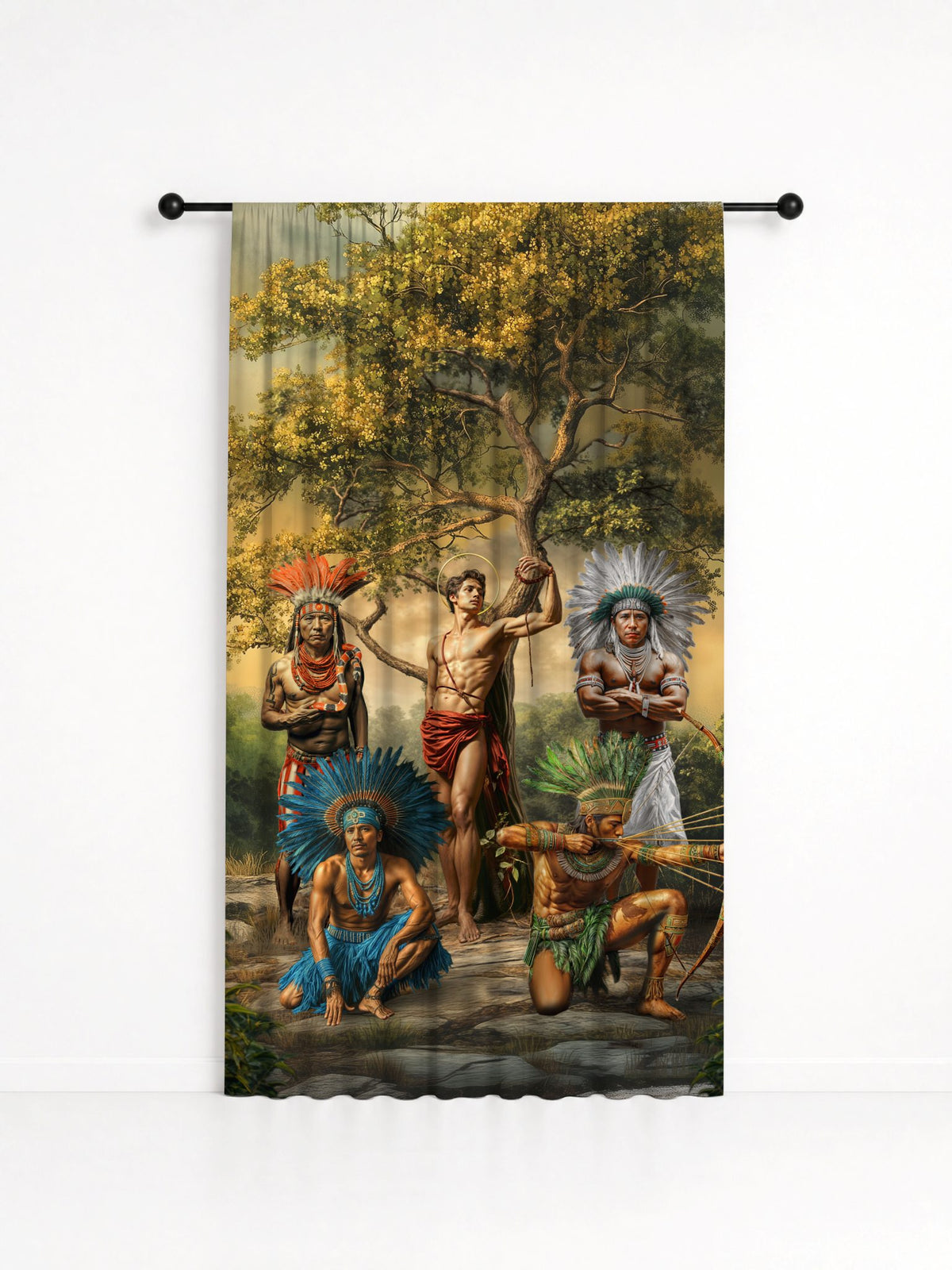 Cortina Decorativa Caboclos Entidade Umbanda - Coleção Aruanda, estampa 2