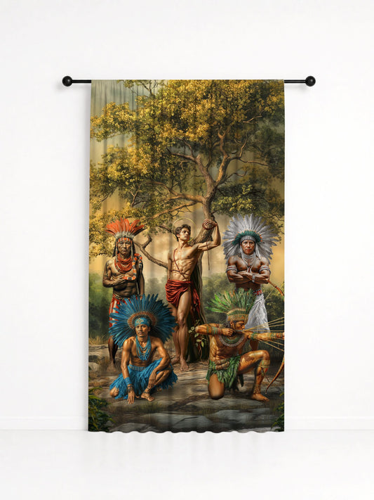 Cortina Decorativa Caboclos Entidade Umbanda - Coleção Aruanda, estampa 2