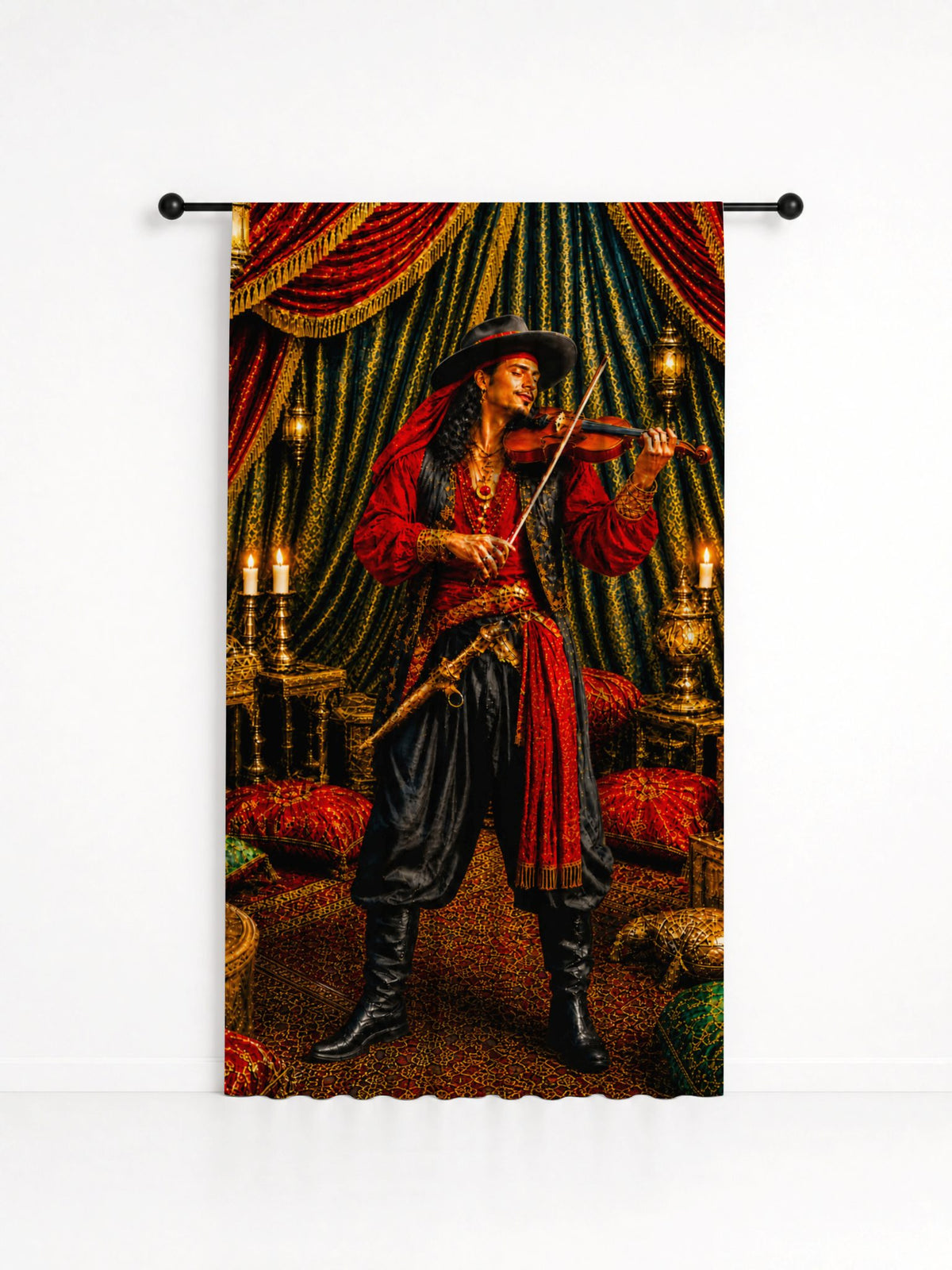 Cortina Decorativa Cigano Juan Entidade Umbanda - Coleção Gytanos, estampa 1
