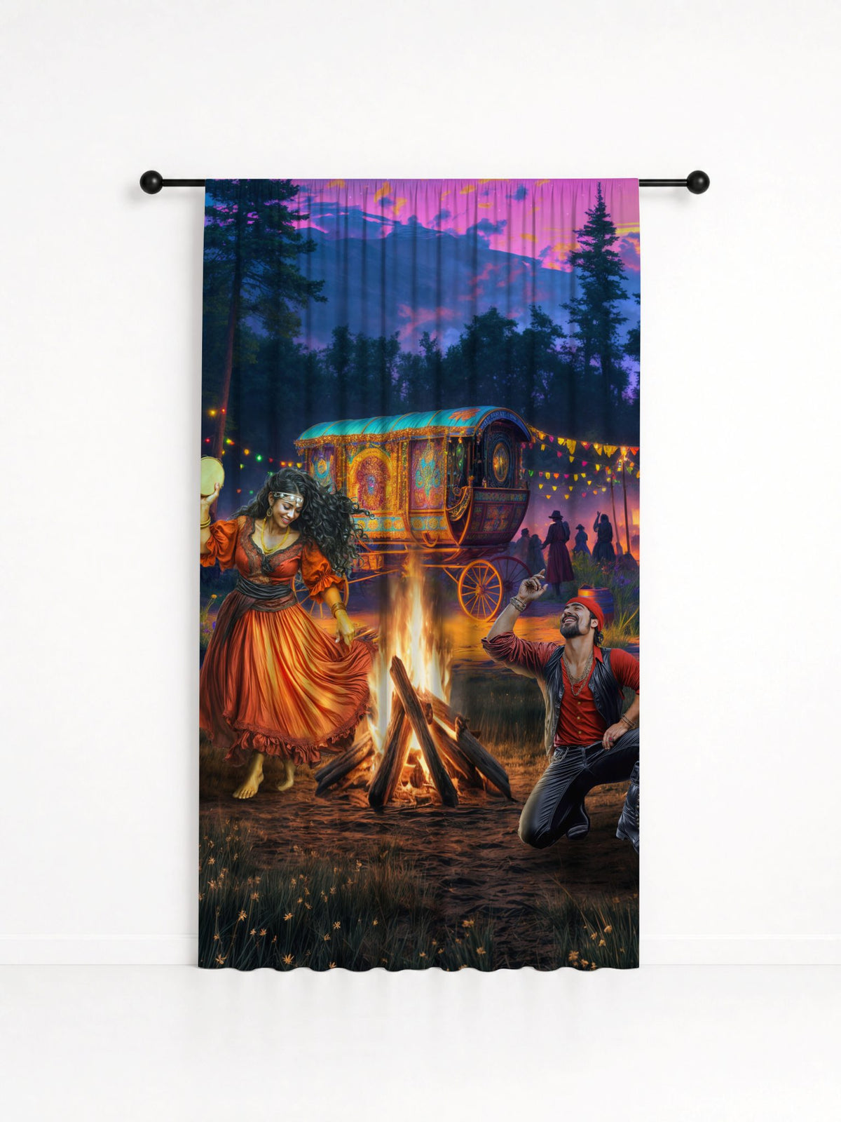 Cortina Decorativa Ciganos Entidade Umbanda - Coleção Aruanda, estampa 1