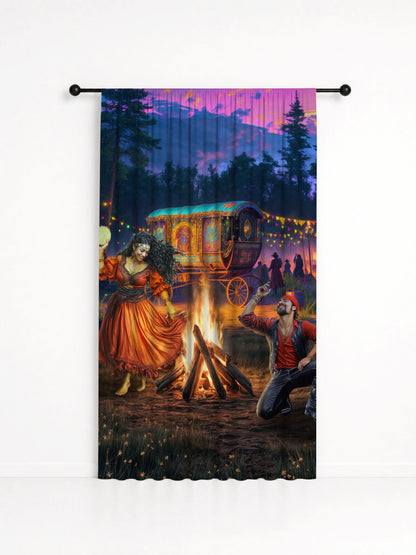 Cortina Decorativa Ciganos Entidade Umbanda - Coleção Aruanda, estampa 1