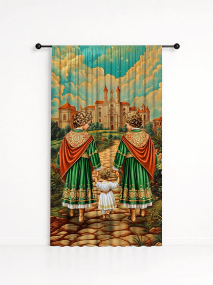 Cortina Decorativa Cosme e Damião - Coleção Sacrossanto, estampa 2