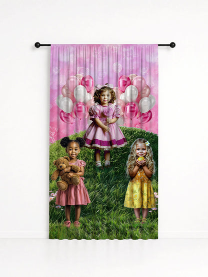 Cortina Decorativa Jardim das Meninas Entidade Umbanda - Coleção Ibejada, estampa 1