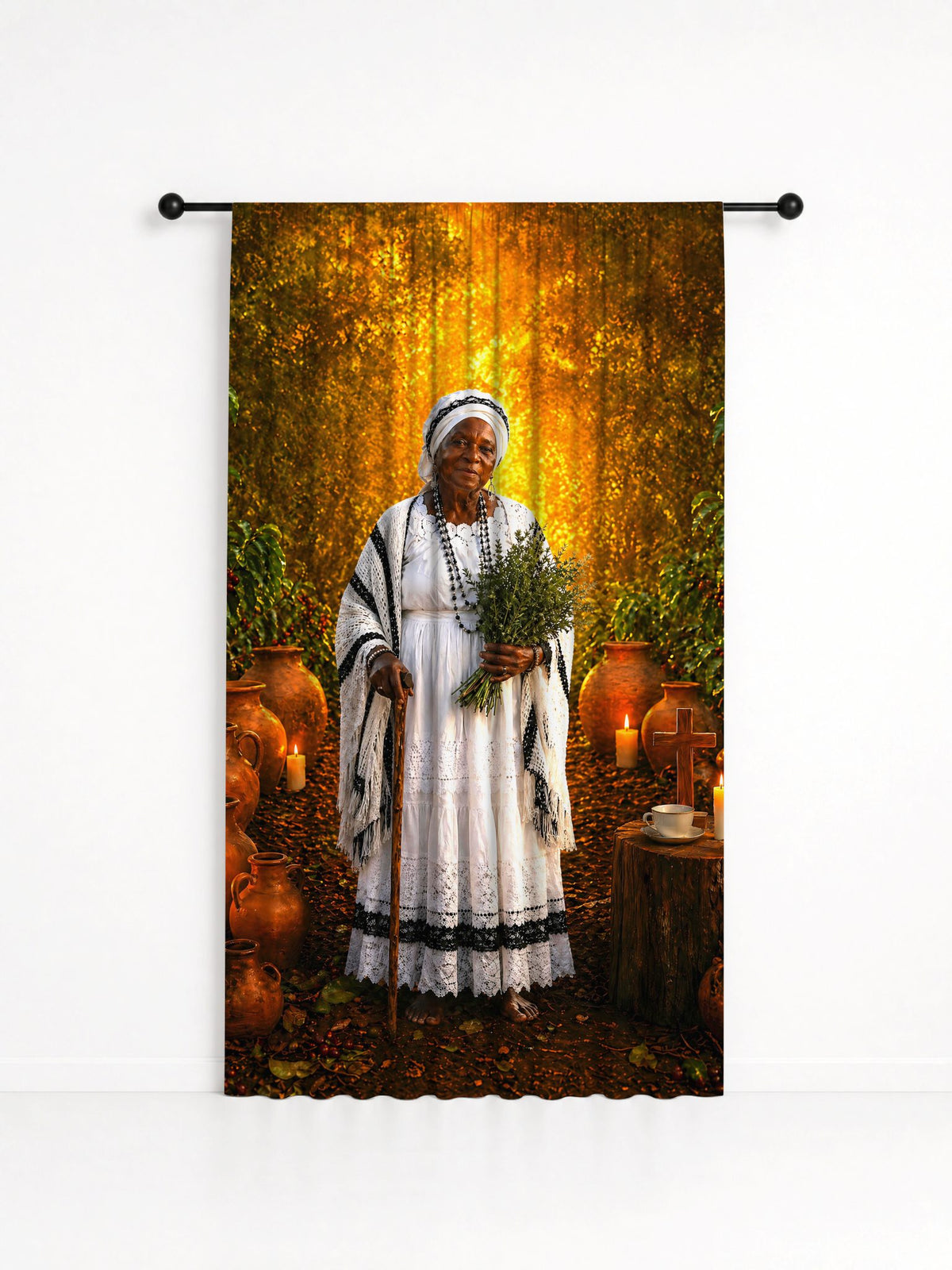 Cortina Decorativa Maria Conga Entidade Umbanda - Coleção Santas Almas, estampa 2