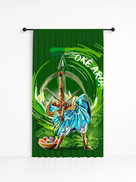 Cortina Decorativa Orixá Oxóssi Umbanda e Candomblé - Coleção Oríkì's, estampa 1
