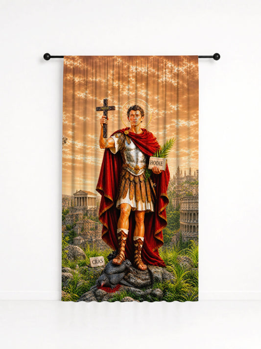 Cortina Decorativa Santo Expedito - Coleção Sacrossanto, estampa 1