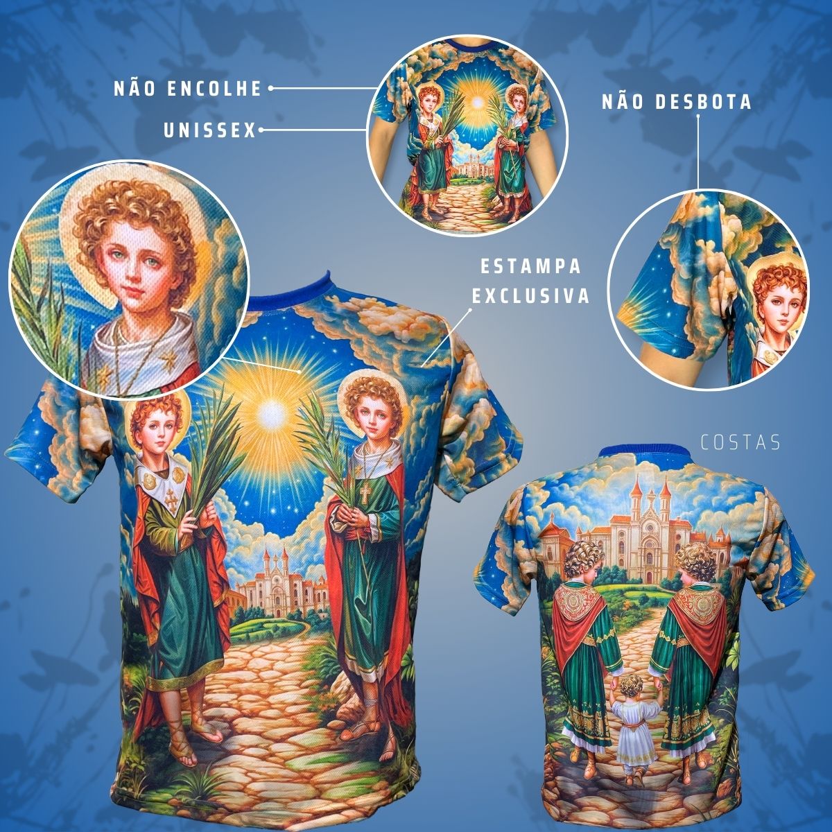 Camiseta São Cosme e São Damião - Coleção Sacrossanto | Trajes de Luz