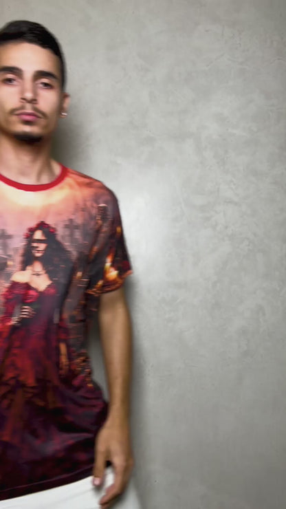 Camiseta Pomba Gira Rosa Caveira Entidade Umbanda - Coleção Guardiões | Trajes de Luz
